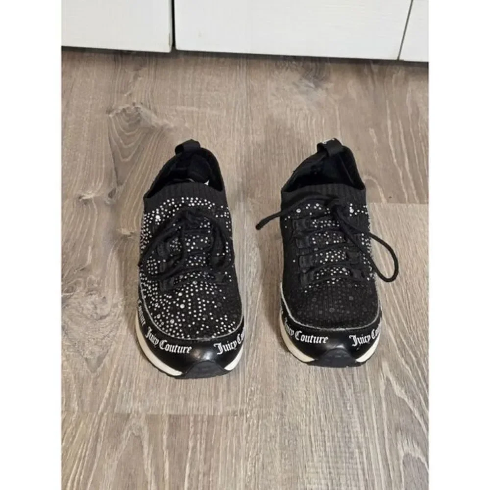 Juicy Couture‎ Bellamy Black Rhinestone Lace-up Sneakers Size 6 - Picture 2 of 13
